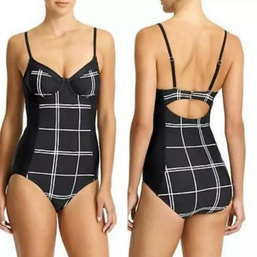 Athleta Black & White One piece swimsuit, size 34 D/DD Tall